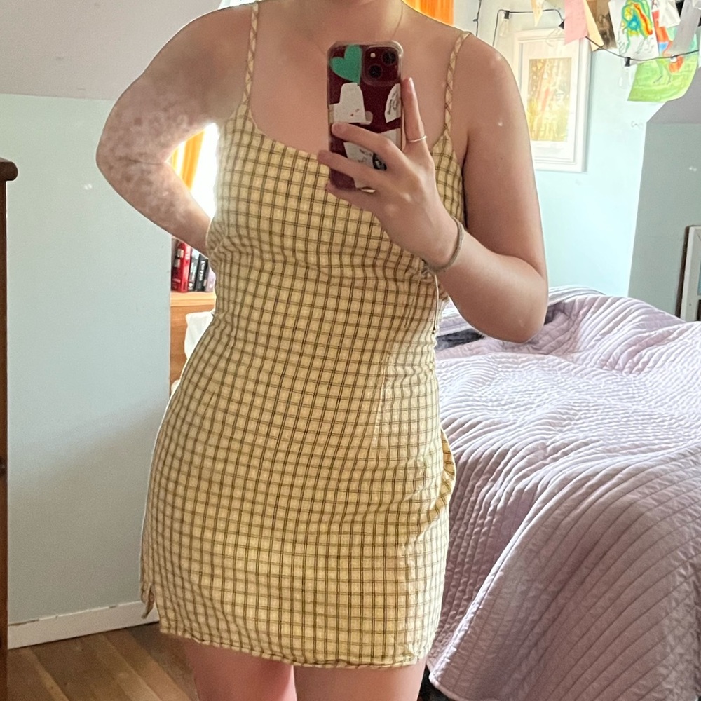 Ghanda yellow plaid dress